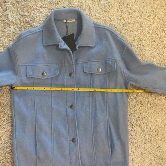 Zara Trafaluc Button Down Collared Long Sleeve Jacket. Blue. Medium - Picture 10 of 12